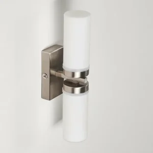hofstein Applique murale Sundborn Acier brossé, 2 lumières* Lampes En Verre