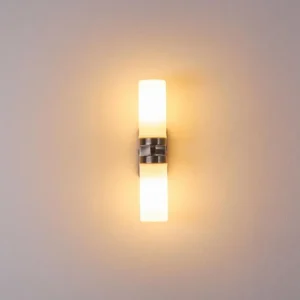 hofstein Applique murale Sundborn Acier brossé, 2 lumières* Lampes En Verre