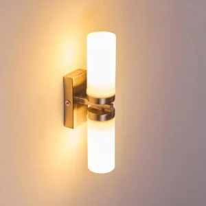 hofstein Applique murale Sundborn Acier brossé, 2 lumières* Lampes En Verre