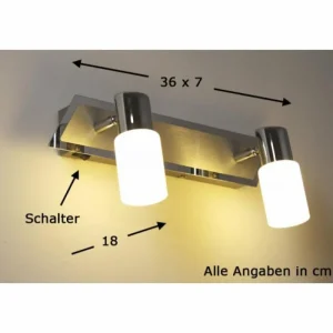 Luminaires Trio Applique murale Trio LED Aluminium, Chrome, Acier inoxydable, 2 lumières* Lampes En Verre