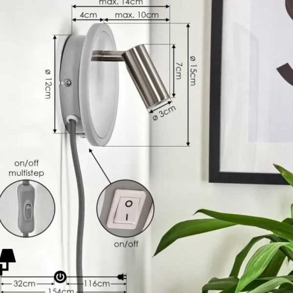 hofstein Applique murale Viata LED Gris, Nickel mat, 2 lumières* Lampes Modernes