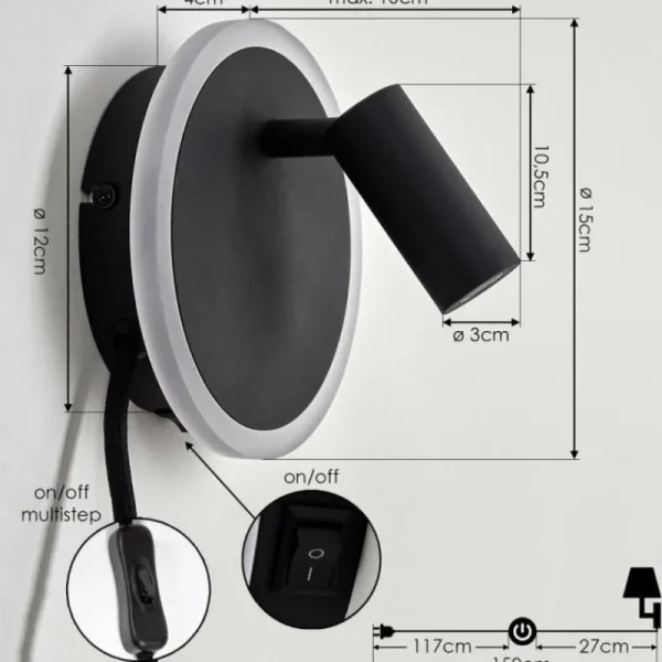 hofstein Applique murale Viata LED Noir, Blanc, 2 lumières* Lampes Modernes