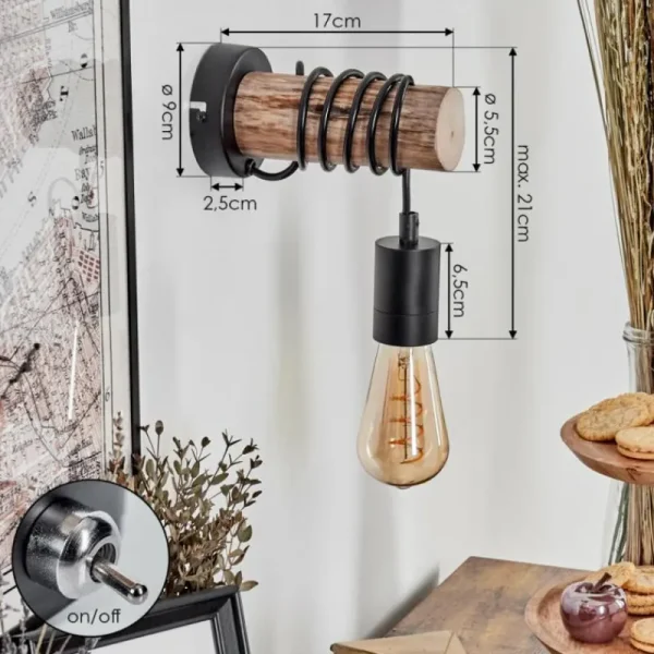 hofstein Applique murale Yaak Écru, Noir, 1 lumière* Lampes Modernes
