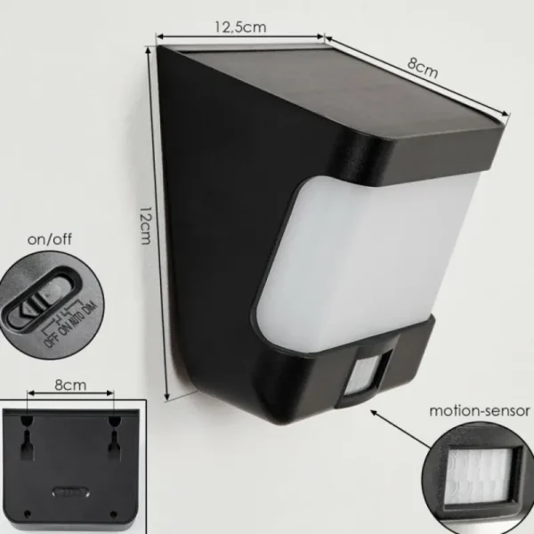 hofstein applique solaire Colchagua LED Noir, Blanc, 1 lumière, Détecteur de mouvement* Lampes Modernes