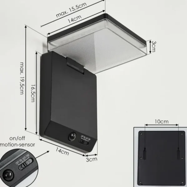 hofstein applique solaire Lonquimai LED Noir, 1 lumière, Détecteur de mouvement* Lampes Modernes