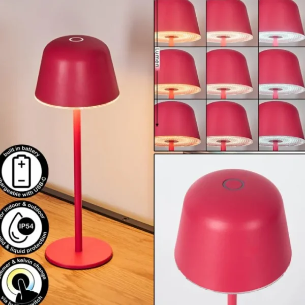 hofstein Asen Lampe de table d'extérieur, Lampe à poser LED Rose, 1 lumière* Lampes Modernes