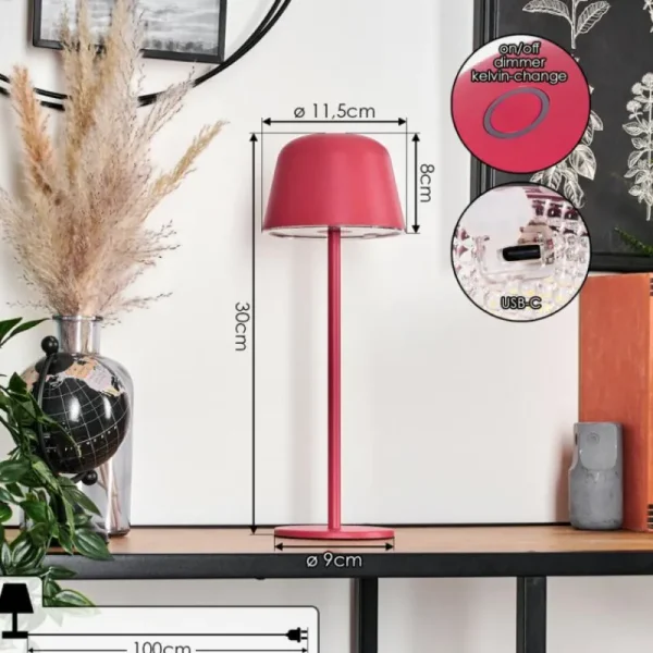 hofstein Asen Lampe de table d'extérieur, Lampe à poser LED Rose, 1 lumière* Lampes Modernes