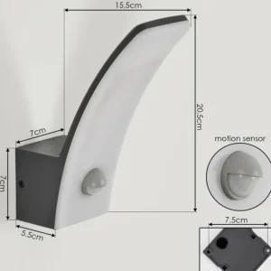 hofstein Azia Lampe murale d´extérieur LED Anthracite, 1 lumière, Détecteur de mouvement* Lampes Modernes