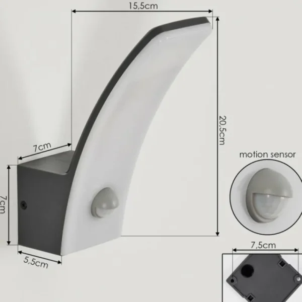 hofstein Azia Lampe murale d´extérieur LED Anthracite, 1 lumière, Détecteur de mouvement* Lampes Modernes