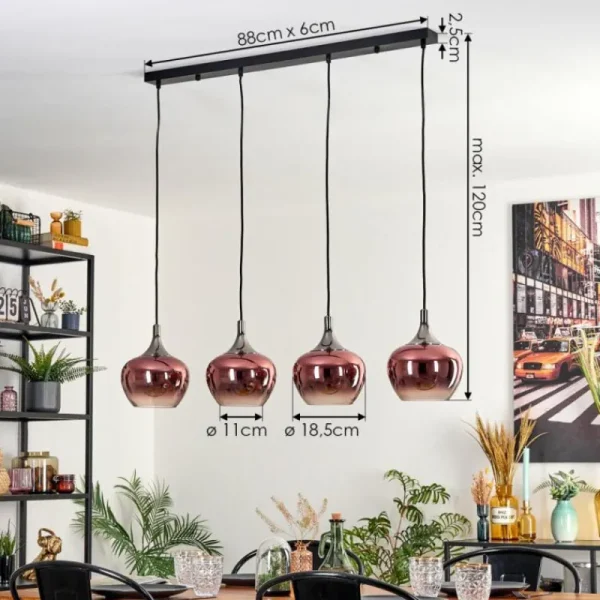 hofstein Azurara Suspension, Boule lumineuse, Suspension Noir, 4 lumières* Lampes Modernes