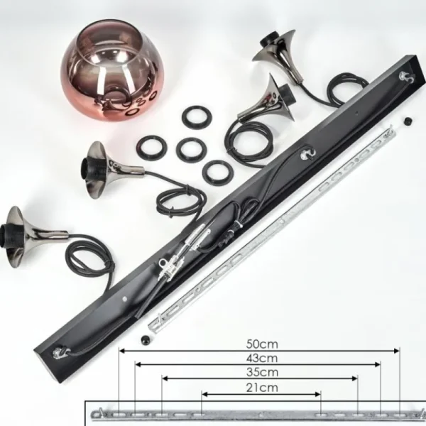 hofstein Azurara Suspension, Boule lumineuse, Suspension Noir, 4 lumières* Lampes Modernes
