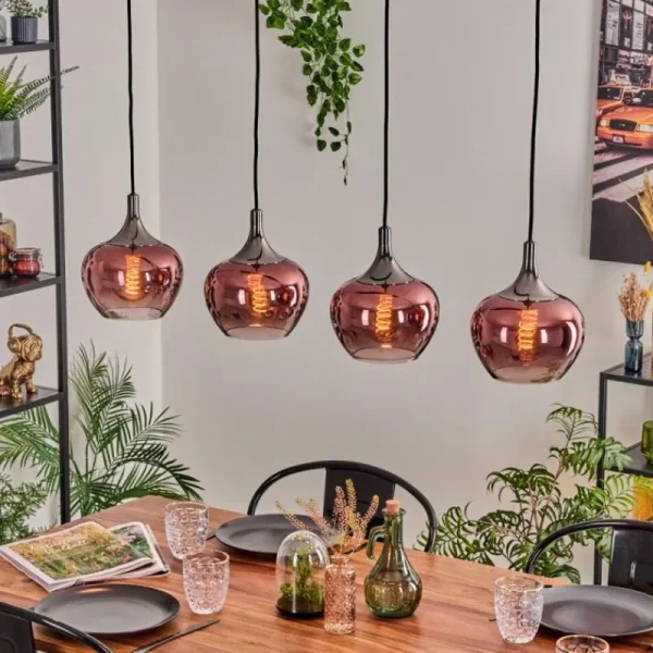 hofstein Azurara Suspension, Boule lumineuse, Suspension Noir, 4 lumières* Lampes Modernes