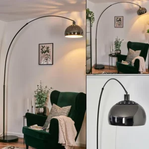hofstein Baloca Lampadaire Chrome, Noir, 1 lumière* Lampes Modernes