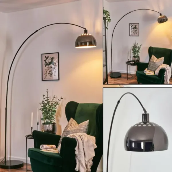 hofstein Baloca Lampadaire Chrome, Noir, 1 lumière* Lampes Modernes