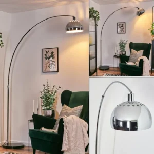 hofstein Baloca Lampadaire Chrome, Noir, 1 lumière* Lampes Modernes