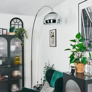 hofstein Baloca Lampadaire Chrome, Noir, 1 lumière* Lampes Modernes