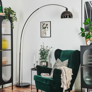 hofstein Baloca Lampadaire Chrome, Noir, 1 lumière* Lampes Modernes