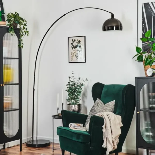 hofstein Baloca Lampadaire Chrome, Noir, 1 lumière* Lampes Modernes