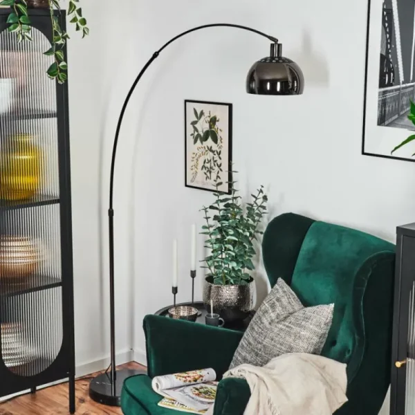 hofstein Baloca Lampadaire Chrome, Noir, 1 lumière* Lampes Modernes