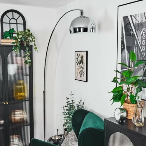 hofstein Baloca Lampadaire Chrome, Noir, 1 lumière* Lampes Modernes