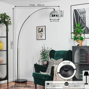 hofstein Baloca Lampadaire Chrome, Noir, 1 lumière* Lampes Modernes