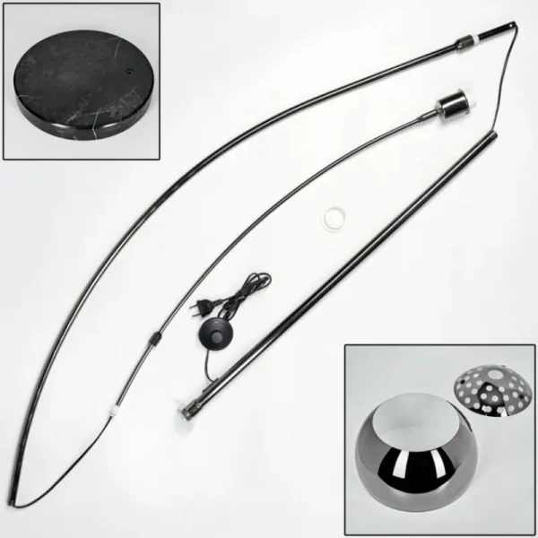 hofstein Baloca Lampadaire Chrome, Noir, 1 lumière* Lampes Modernes