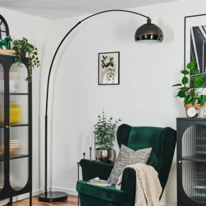 hofstein Baloca Lampadaire Chrome, Noir, 1 lumière* Lampes Modernes