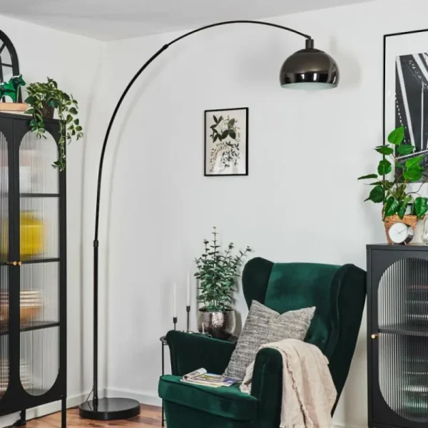 hofstein Baloca Lampadaire Chrome, Noir, 1 lumière* Lampes Modernes