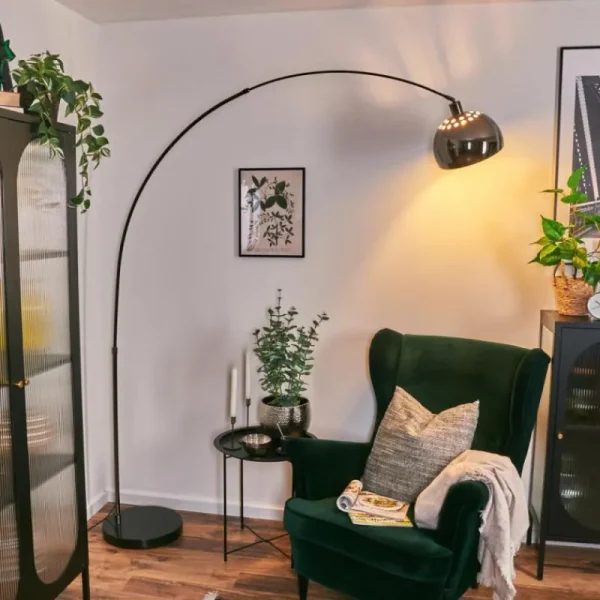 hofstein Baloca Lampadaire Chrome, Noir, 1 lumière* Lampes Modernes