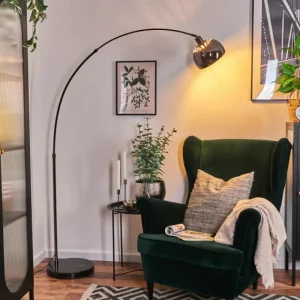 hofstein Baloca Lampadaire Chrome, Noir, 1 lumière* Lampes Modernes