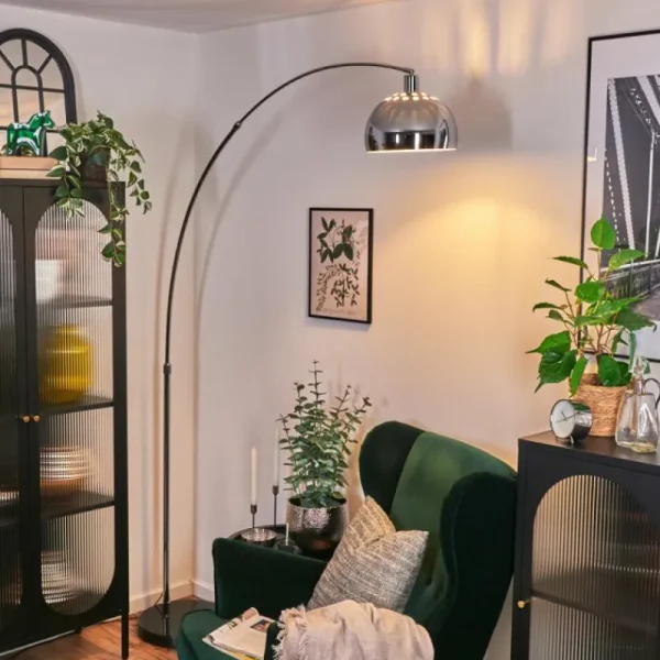 hofstein Baloca Lampadaire Chrome, Noir, 1 lumière* Lampes Modernes