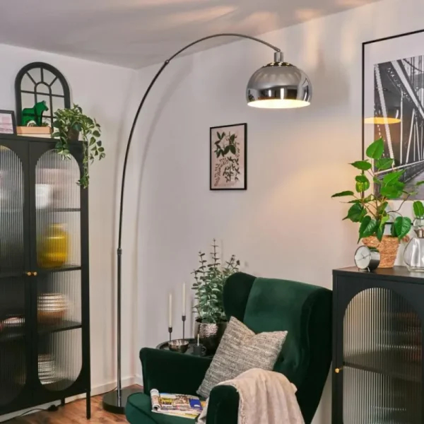 hofstein Baloca Lampadaire Chrome, Noir, 1 lumière* Lampes Modernes