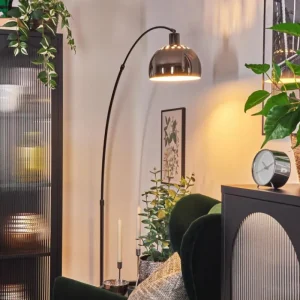 hofstein Baloca Lampadaire Chrome, Noir, 1 lumière* Lampes Modernes