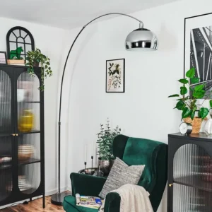 hofstein Baloca Lampadaire Chrome, Noir, 1 lumière* Lampes Modernes
