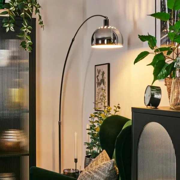 hofstein Baloca Lampadaire Chrome, Noir, 1 lumière* Lampes Modernes