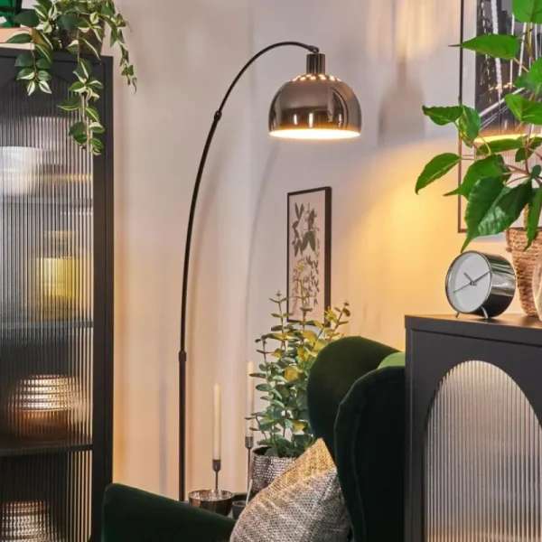 hofstein Baloca Lampadaire Chrome, Noir, 1 lumière* Lampes Modernes