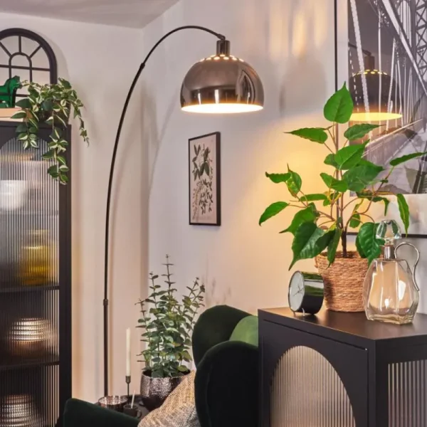 hofstein Baloca Lampadaire Chrome, Noir, 1 lumière* Lampes Modernes
