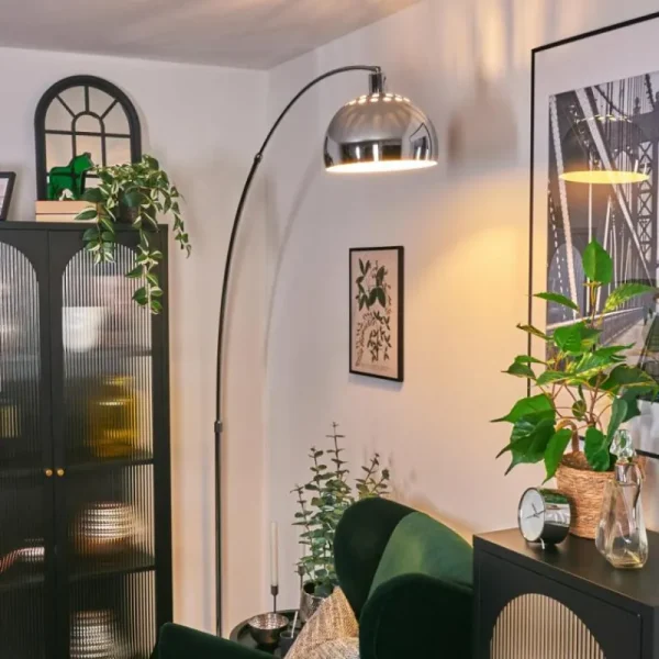 hofstein Baloca Lampadaire Chrome, Noir, 1 lumière* Lampes Modernes