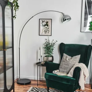 hofstein Baloca Lampadaire Chrome, Noir, 1 lumière* Lampes Modernes