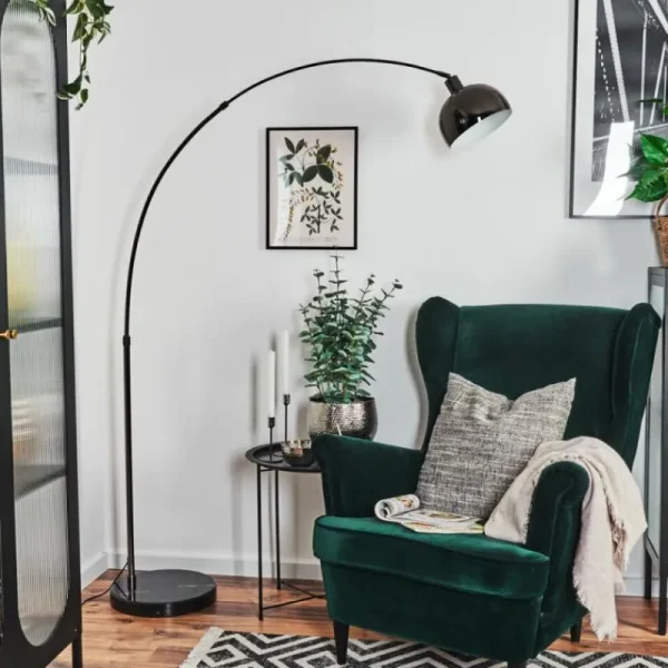 hofstein Baloca Lampadaire Chrome, Noir, 1 lumière* Lampes Modernes