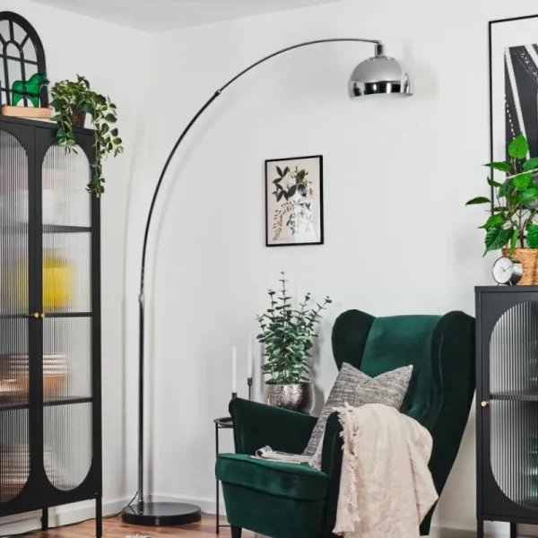 hofstein Baloca Lampadaire Chrome, Noir, 1 lumière* Lampes Modernes