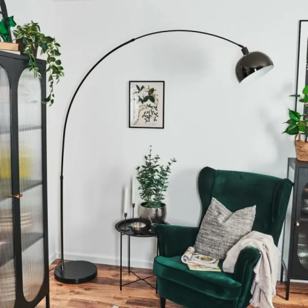 hofstein Baloca Lampadaire Chrome, Noir, 1 lumière* Lampes Modernes