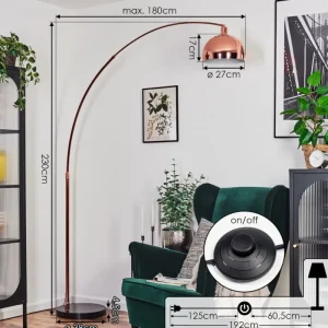 hofstein Baloca Lampadaire Cuivre, Noir, 1 lumière* Lampes Modernes