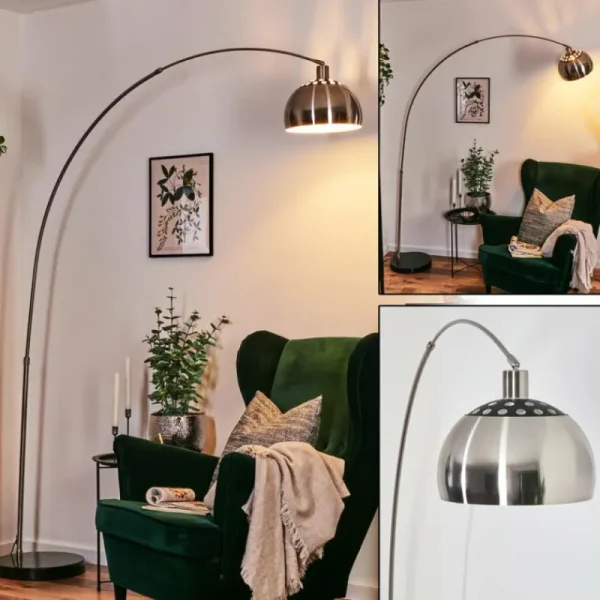 hofstein Baloca Lampadaire Nickel mat, Noir, 1 lumière* Lampes Modernes