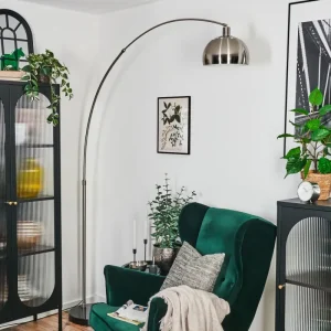 hofstein Baloca Lampadaire Nickel mat, Noir, 1 lumière* Lampes Modernes