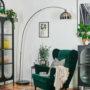 hofstein Baloca Lampadaire Nickel mat, Noir, 1 lumière* Lampes Modernes