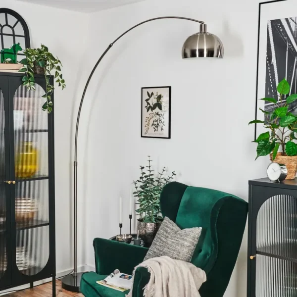 hofstein Baloca Lampadaire Nickel mat, Noir, 1 lumière* Lampes Modernes