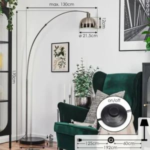 hofstein Baloca Lampadaire Nickel mat, Noir, 1 lumière* Lampes Modernes