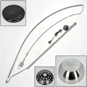 hofstein Baloca Lampadaire Nickel mat, Noir, 1 lumière* Lampes Modernes