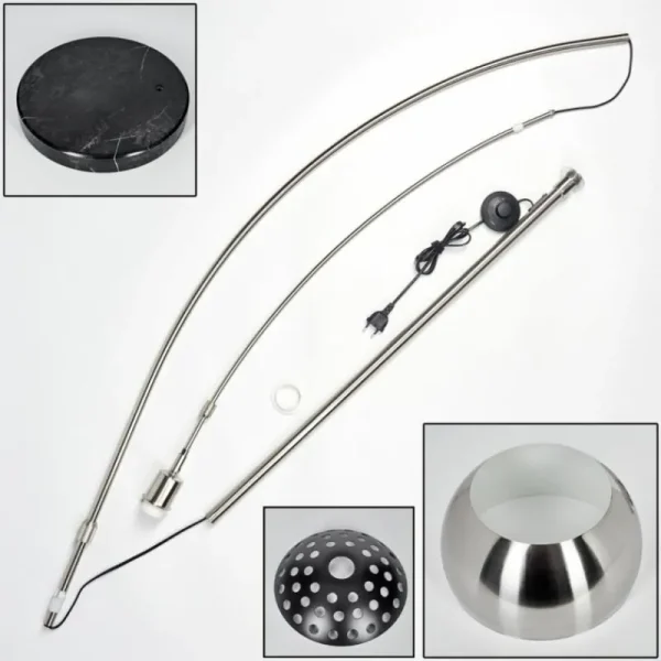 hofstein Baloca Lampadaire Nickel mat, Noir, 1 lumière* Lampes Modernes